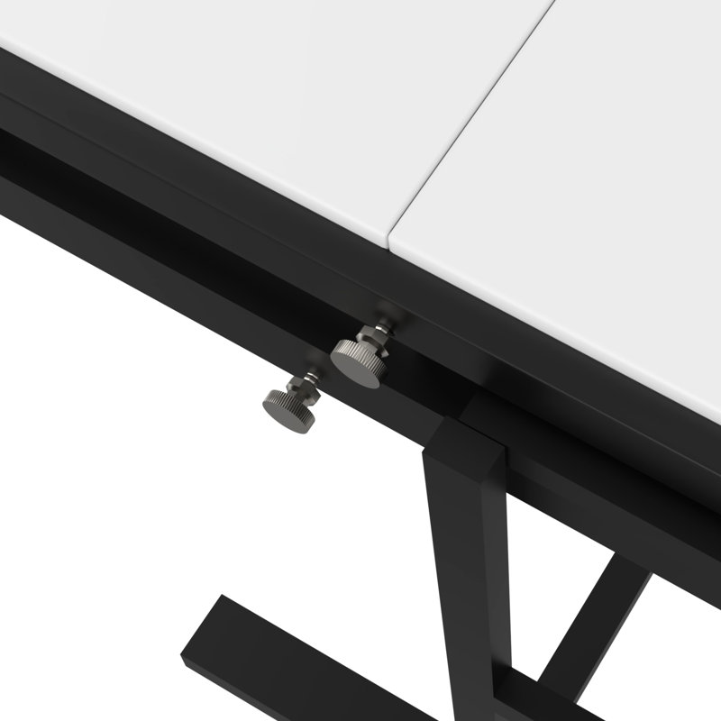Table convertible en bois massif, Home Radiance, Table de salle à manger blanche avec tablette