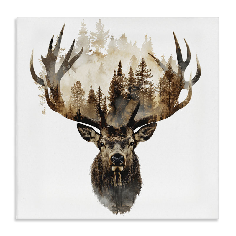  Art mural sur toile Deer Forest Silhouette par LSR Design Studio, H 24 po x l 24 po