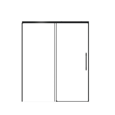 Porte de douche coulissante simple H 72 po, l 60 po, verre trempé transparent de 5 mm fixe et coulissant de 6 mm, noir mat, rail en aluminium, réglage de la largeur de 4 po, porte de salle de bain de style américain pour améliorer le verre d'une largeur de 5 mm,