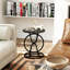 Table d'appoint 2 pièces à roulettes de style industriel rétro, table d'appoint ronde avec structure en métal, table basse rustique pour le salon, la chambre à coucher et le bureau