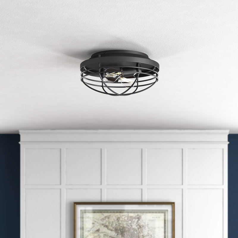 Lylah Steel Flush Mount, Matte Black