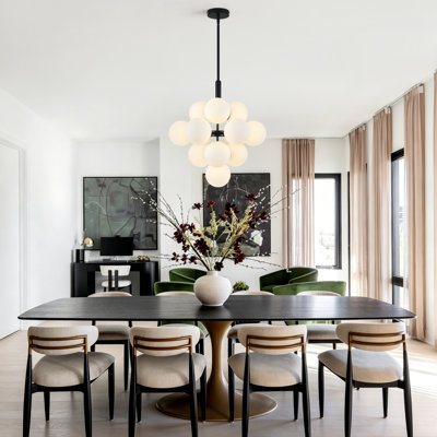 13 - Light Linear Dimmable Sphere Sputnik Design Tiered Chandelier With Glass Globe Shade