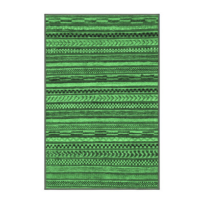 Tapis lavables à la machine à motif abstrait vert émeraude 2267