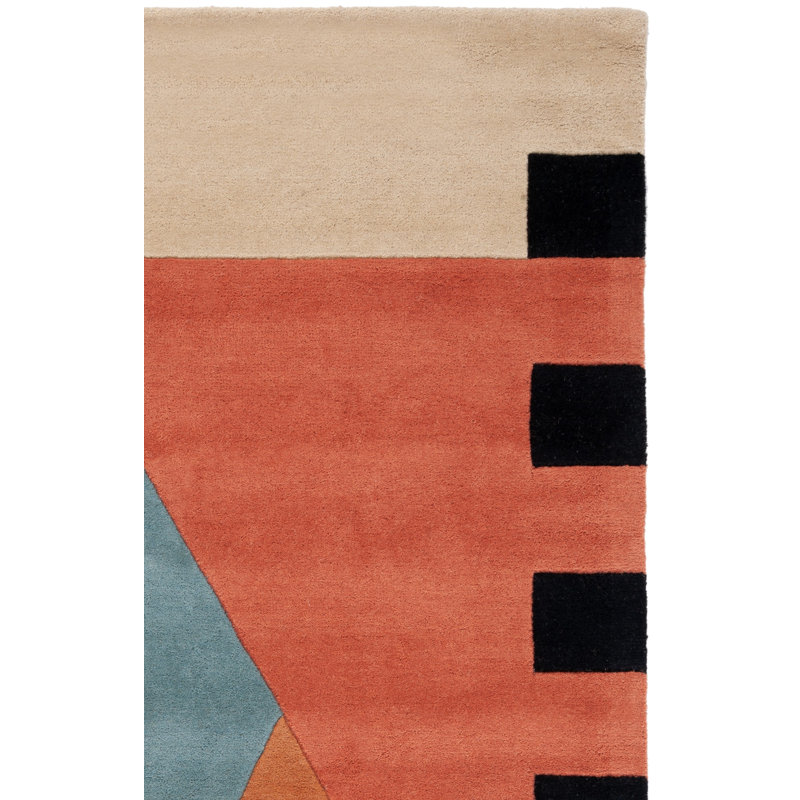 Tapis doré en laine touffeté à la main Abstract, Tapis de couloir 2 pi 3 po x 6 pi
