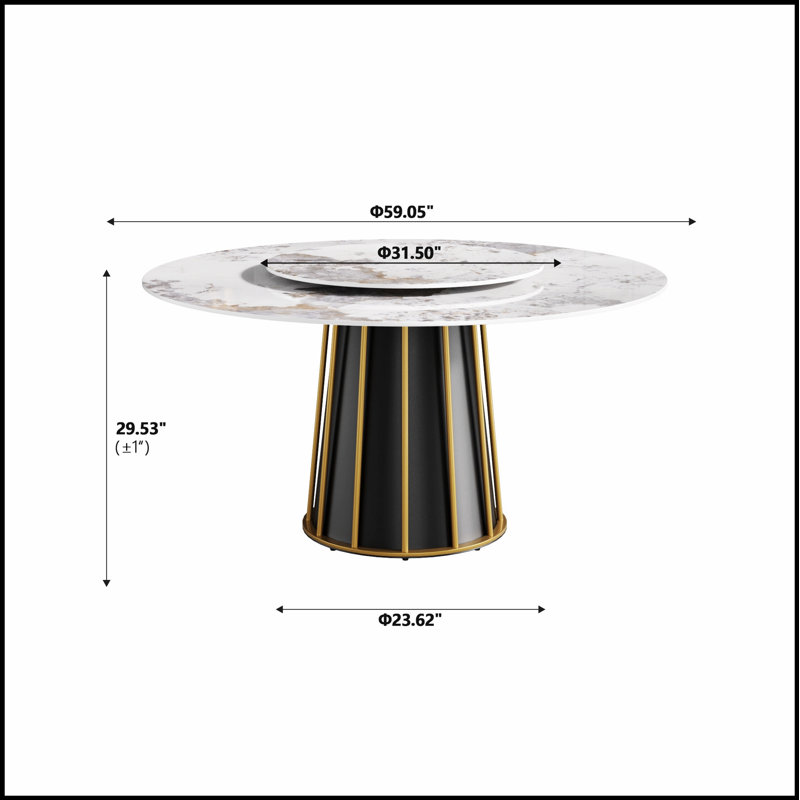Table de salle à manger Modern, H 29,53 po x L 59,05 po x l 59,05 po