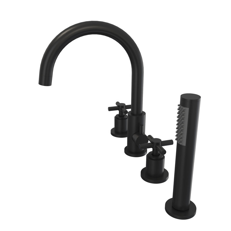 DreamLine Atlantic 12 in. x 8 in. Deck Mounted Tub Faucet with Handshower, Matte Black