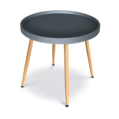  Detachable Round Coffee Table, Modern Side Table with Removable Tray Top, Small Accent End Table for Living Room, Bedroom, Balcony, Dark Gray
