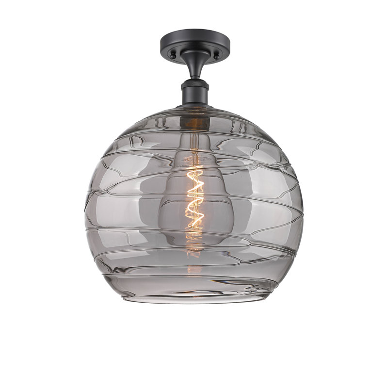 Plafonnier semi-encastré 1 lumière, Noir mat, H 16,38 po x l 13,75 po x P 13,75 po