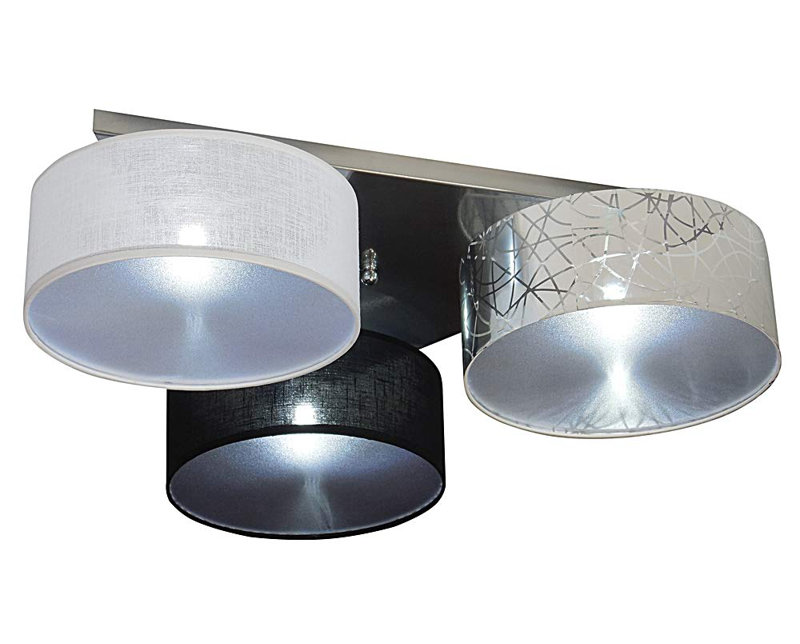 Pulley Fabric Semi Flush Mount, Silver/Black/Orange