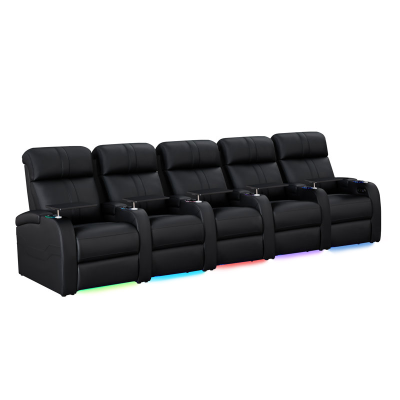 Sièges de cinéma maison inclinables électriques en cuir véritable avec éclairage ambiant à DEL et confort zéro gravité