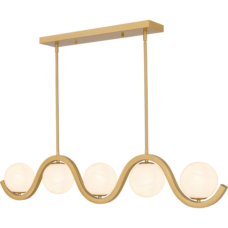 Carisha 5 - Light Steel Dimmable Kitchen Island Linear Chandelier