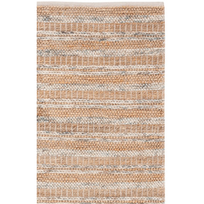Tapis rayé en laine / jute / coton tissé à la main Kharley