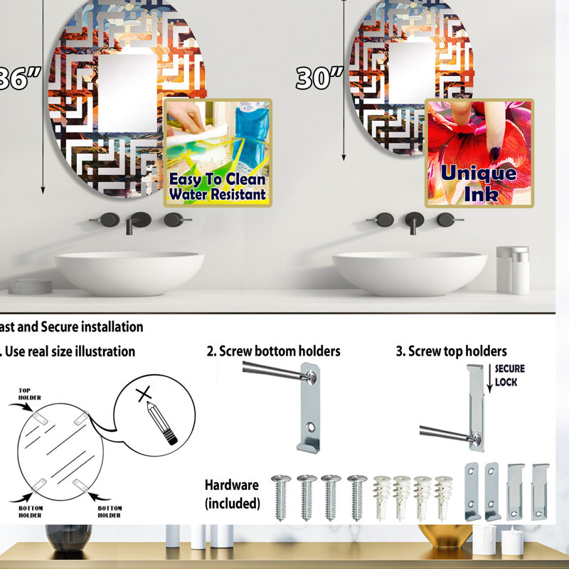 Miroir mural oval, 35,4 po x 23,6 po