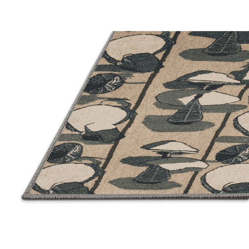 Tapis gris lavable à la machine, Rond 3 pi