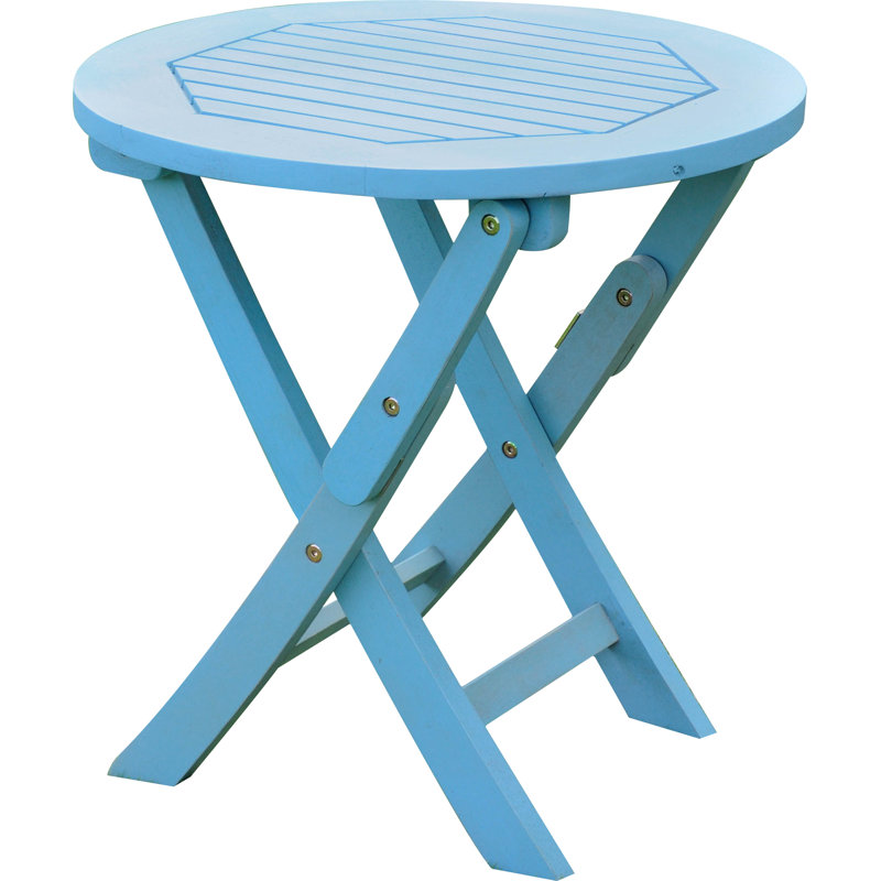 Table d'appoint pliante en bois Erkerd, Bleu ciel
