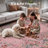 Vintage Floral Pink Washable Area Rug with Non-Slip Backing-1885595698