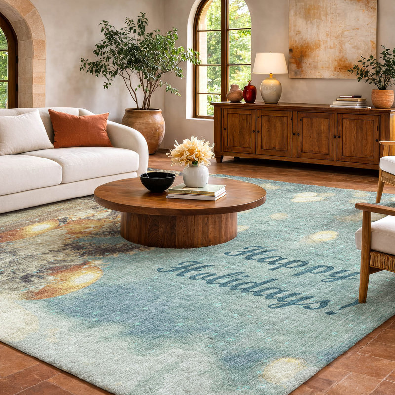 Premium Machine Washable Dream Shag ADS214 Christmas Lantern Rug, 5' x 7'6"