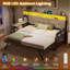 Lit de jour simple avec lit gigogne escamotable, structure de lit de jour en bois de ferme avec 3 tiroirs de rangement et tablettes, lit de jour simple avec station de charge et lumières DEL pour la chambre à coucher, la chambre d'amis-774709645-800902014