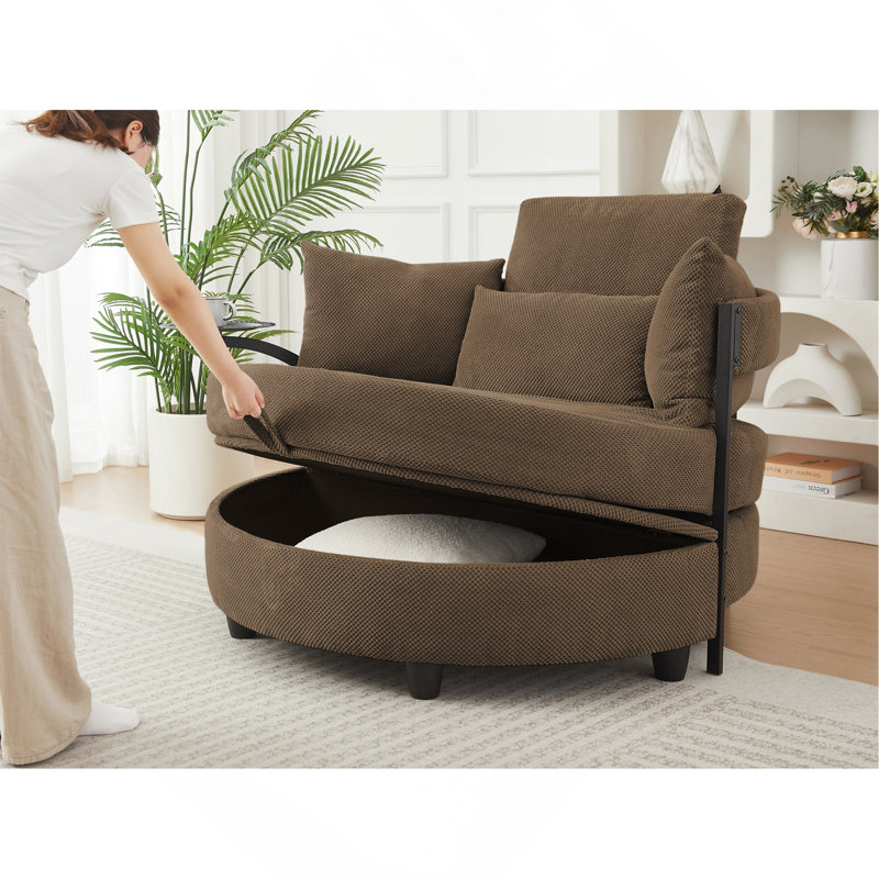 Coffee Round Sofa with Swivel Side Table