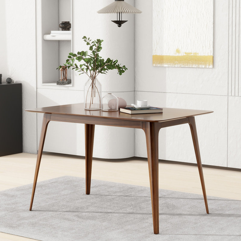 47.2" Dining Table With Solid Wood Legs, Walnut
