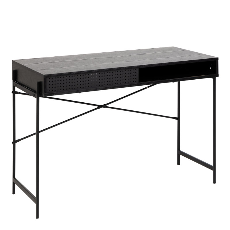 Afshan Metal Base Writing Desk, Black/Black