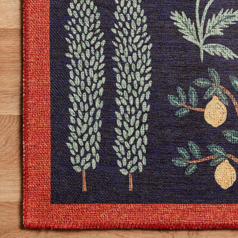 Rifle Paper Co. x Loloi Menagerie MEN-01 Les Fauves Black Area Rug, Rectangle 5' x 7'6"
