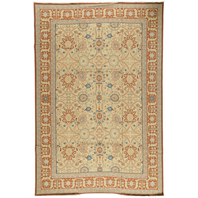 Hand Knotted Wool Area Rug in Gold