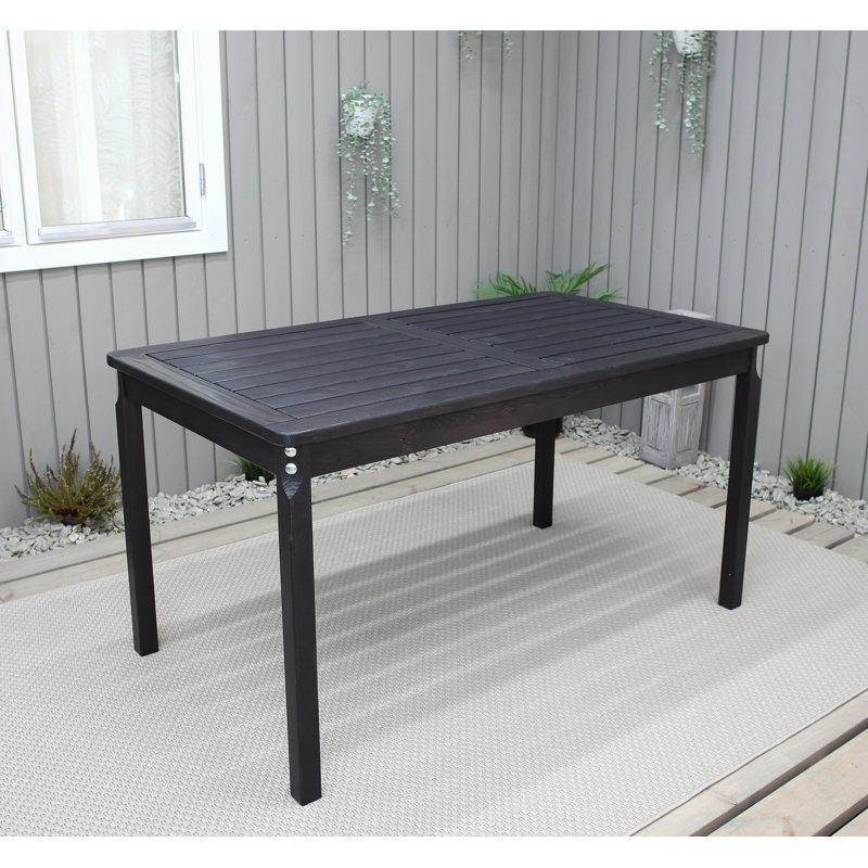Ardilla Rectangular Pine Outdoor Dining Table , 195.58cm cm W 342.9cm cm D, Black