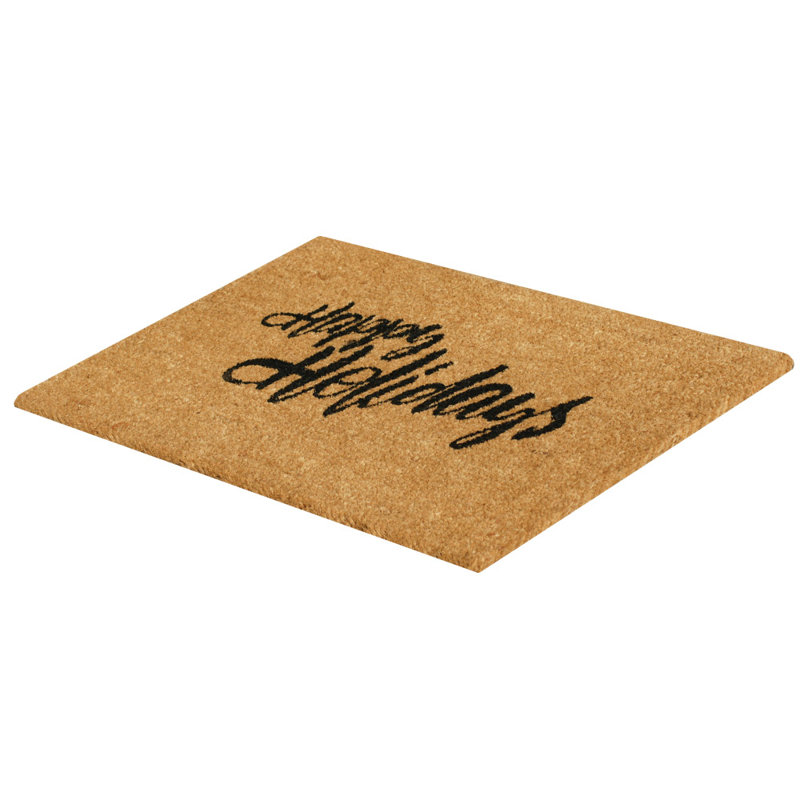 Happy Holidays Natural Coir Outdoor Christmas Doormat