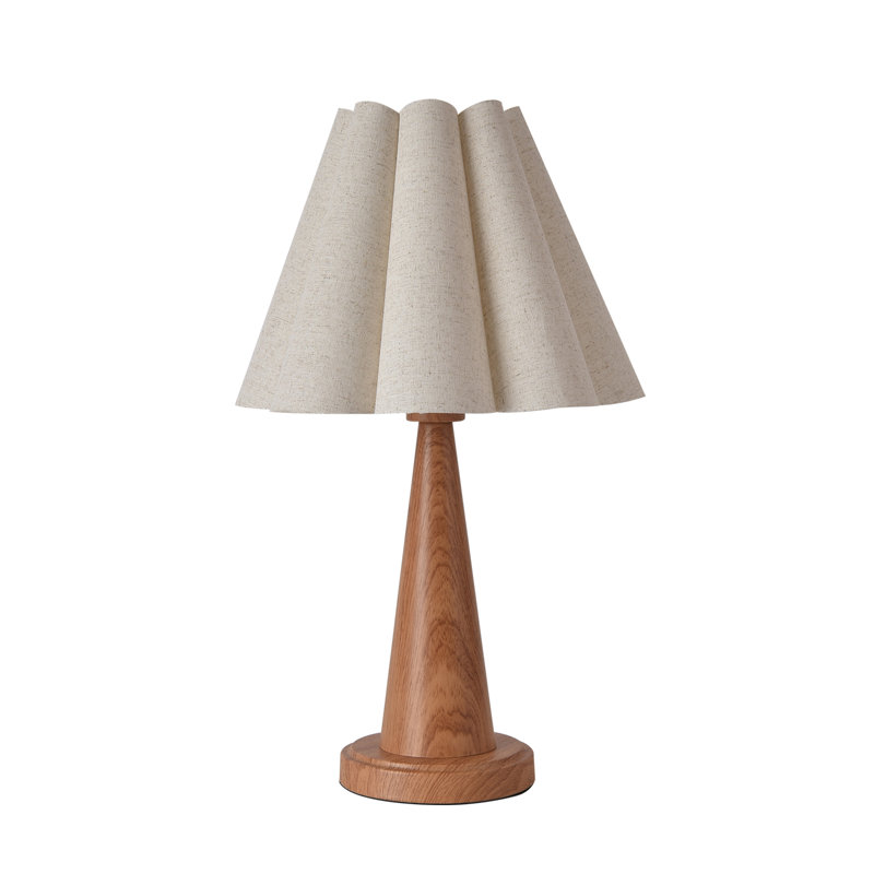 Modern Simple Rustic Table Lamp Nightstand Light with Wood Metal Base Use E26 Bulb For Bedroom Livingroom Home Deco (Bulb Not Include)