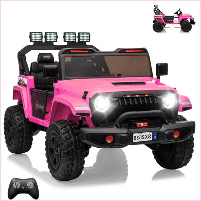 24V Ride On Toys for Big Kids, 2 Seater Ride on Car, 4WD Extend Car Body, 3 Adjustable Speeds for Ages 3+, Built-in Music Player, Kids Electric Ride O
