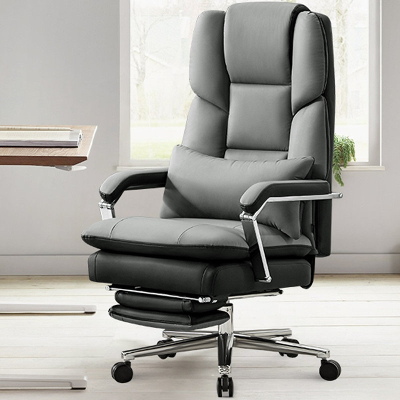 Fauteuil de direction double rembourré avec repose-pieds, Gris