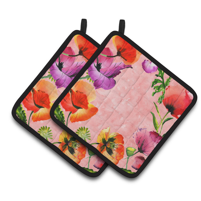 Caroline's Treasures Floral Polyester Potholder Set