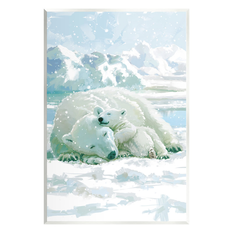 Stupell Industries, ours polaires, câlins, scène de neige, art mural par Pip Wilson-au-848, H 19 po x l 13 po x P 0,5 po