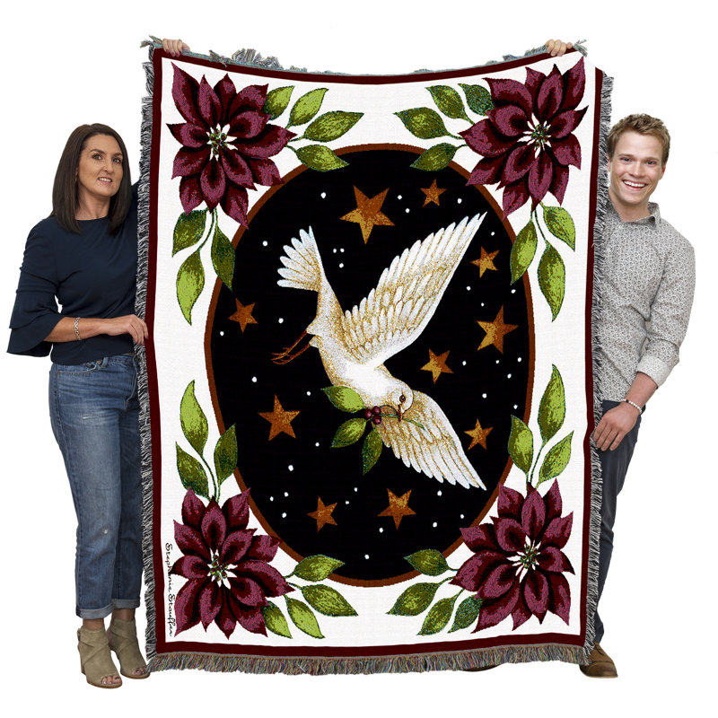  Couverture de Noël colombe et poinsettias