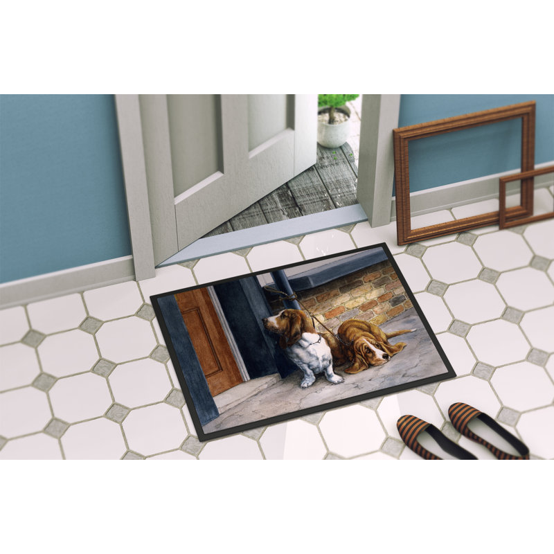 Paillasson d’extérieur antidérapant Basset Hound, Rectangle 1 pi 6 po x 2 pi 3 po