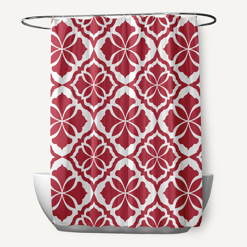 Rideau de douche simple floral Rosas, Rouge