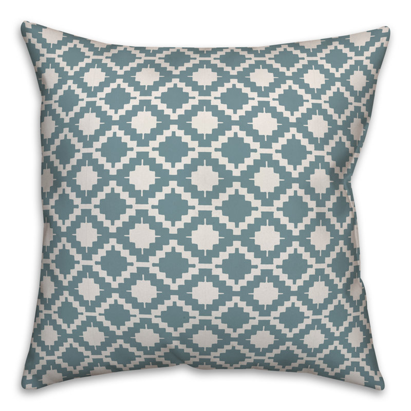  Coussin Circles, 18 po x 18 po, Bleu / motif géométrique blanc 1