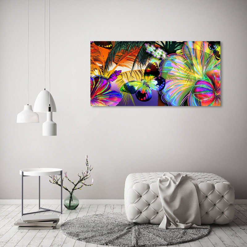 Flowers And Butterfly - Wrapped Canvas Print