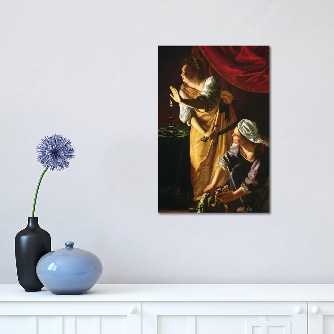 Judith And Maidservant With The Head Of Holofernes, C.1625 by Artemisia Gentileschi - Wrapped Canvas Painting