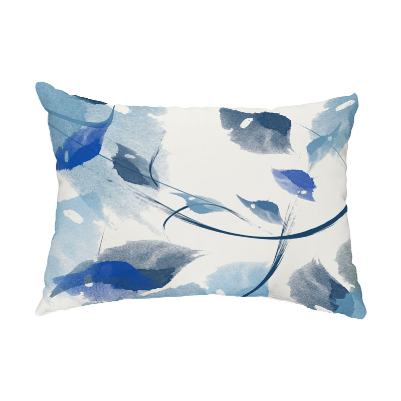 Floral Outdoor Reversible Throw Pillow, Blue
