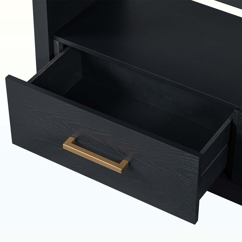 Stylish Console Table with Three Drawers and Spacious Surface, Black