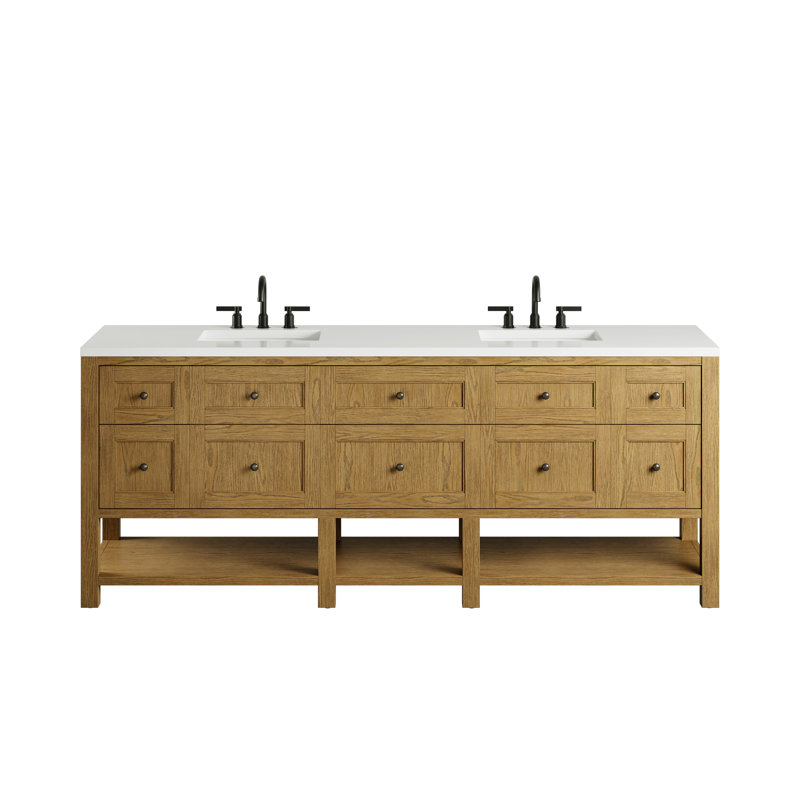 Breckenridge 84" W Double Vanity, White Zeus Silestone
