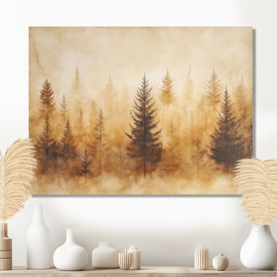 «Warm Earth Woodland Mist II», art mural brun