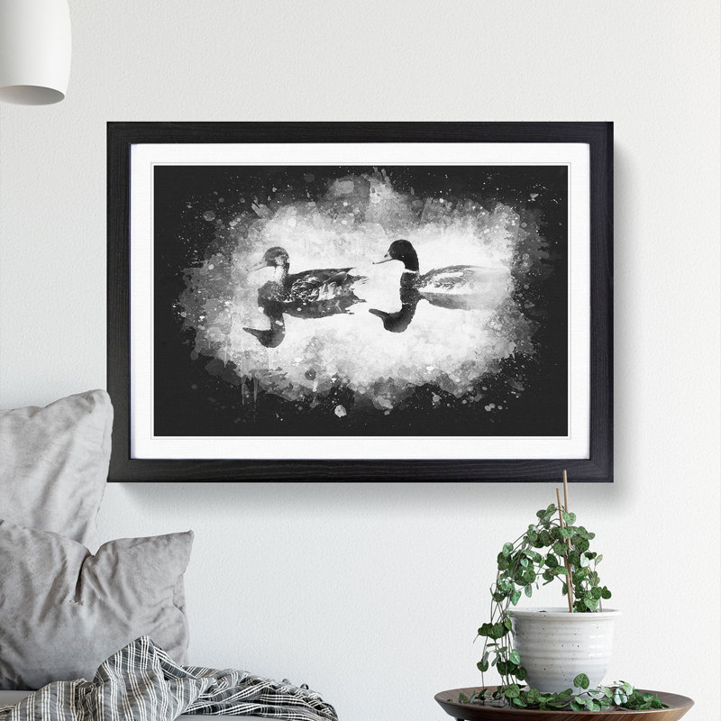 Mallard Ducks - Picture Frame Painting Print, 24cm H x 33cm W x 2cm D, Black Framed