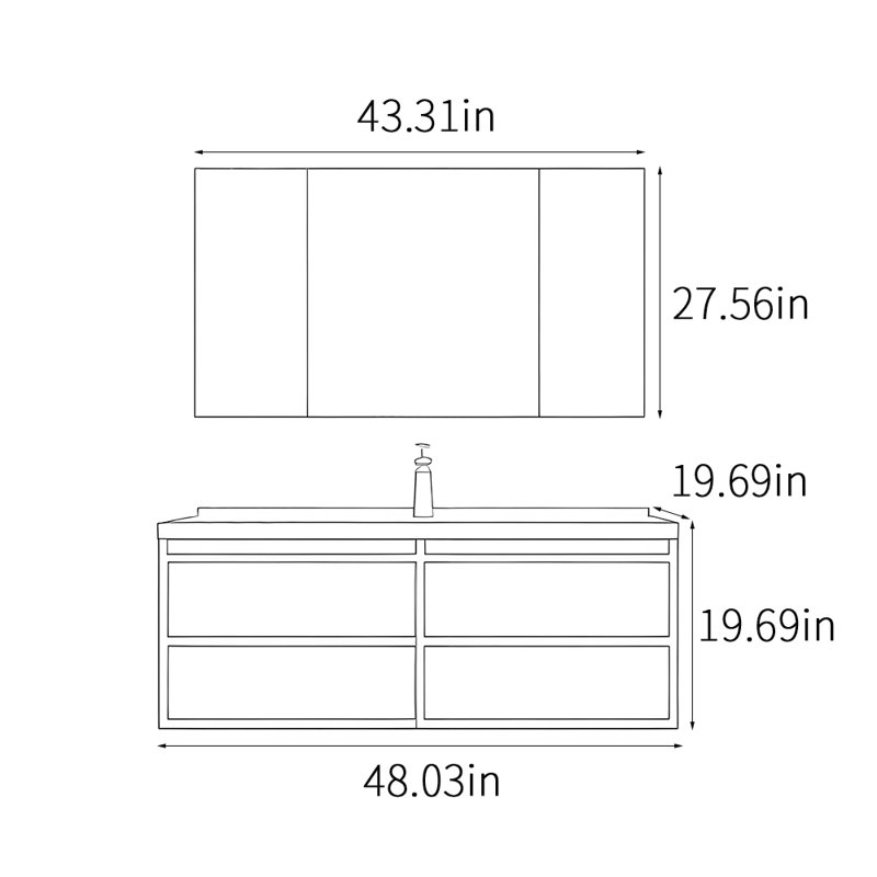 French retro style bathroom cabinet, Off White