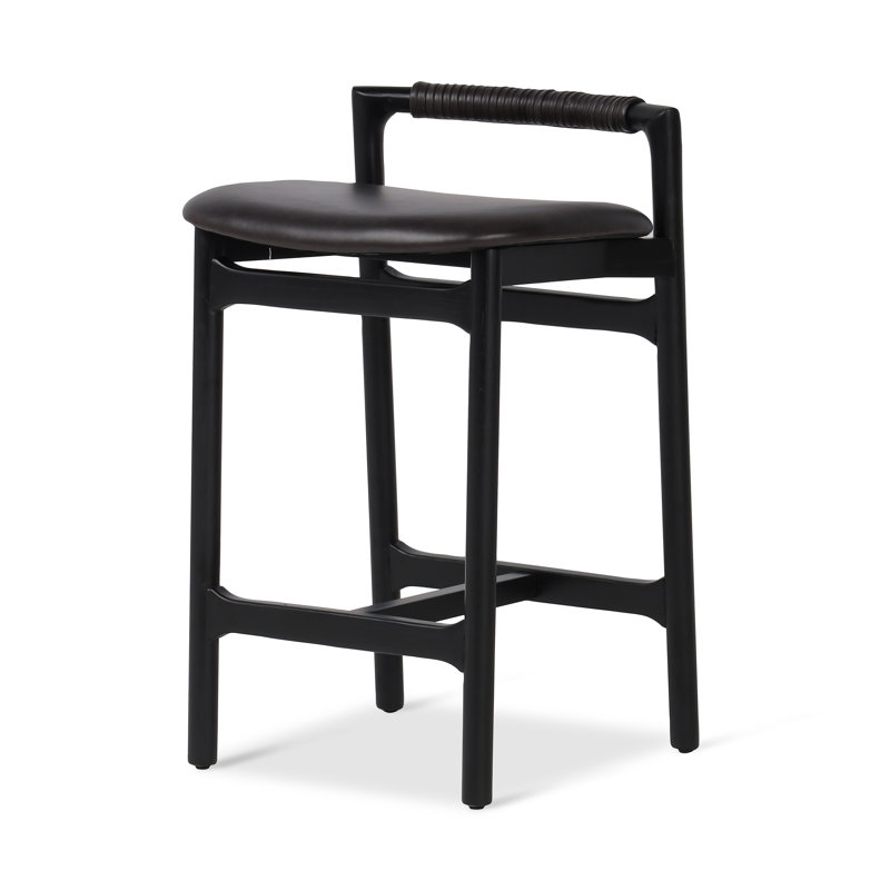 Baden Stool, Counter Stool (26" Seat Height), Brushed Ebony, Sonoma Black/Genuine Leather
