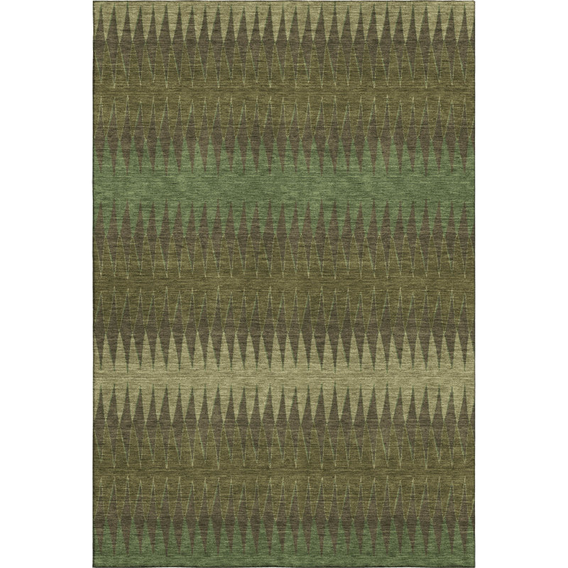 Premium Machine Washable Prisco Olive Rug, Rectangle 9' x 12'