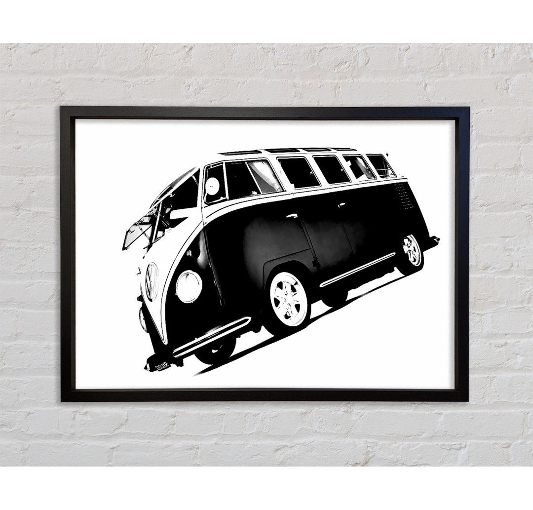 VW Camper Van Black N - Einzelner Bilderrahmen Kunstdrucke auf Leinwand