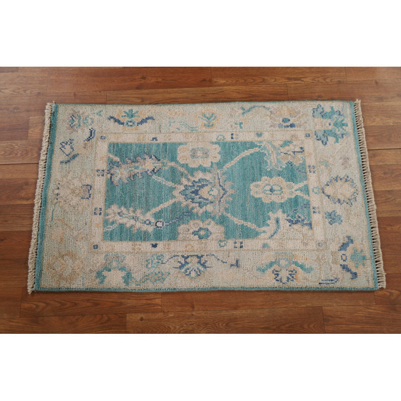 One-of-a-Kind 1'11" x 3'3" New Age Rectangle Wool Area Rug in Green